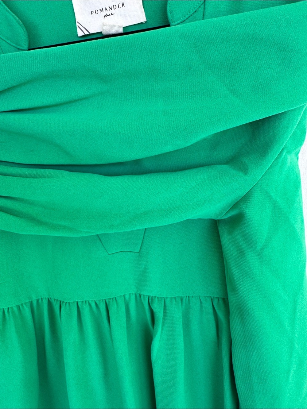 Pomander Place Emerald Green Tiered V-Neck Mini Shift Dress - Picture 12 of 13